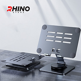 Kệ đỡ Ipad, máy tính bảng 360° Rhino KP501, giá đỡ nhôm cao cấp để bàn tiện lợi có thể gấp gọn - Hàng chính hãng
