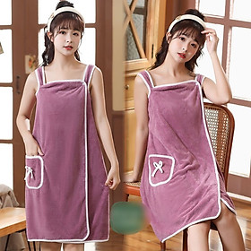 Mua Áo khăn tắm nữ kiểu đầm   phong cách hiện đại - Khăn choàng tắm xỏ tay - trơn   mịn   thoáng mát phù hợp với mọi loại dáng
