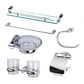Bộ phụ kiện phòng tắm 6 món Apoca (100% Inox cao cấp)
