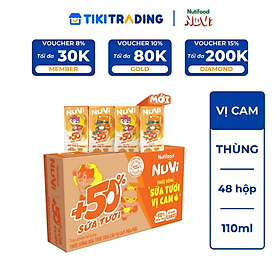 Thùng 48 hộp Thức Uống Sữa Tươi Trái Cây Tươi NuVi Vị Cam 110ml - Tăng Cường Chiều Cao, Phát Triển Trí Não