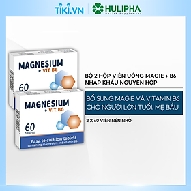 Thực Phẩm Chức Năng Viên  Uống Bổ Sung Magie, Vitamin B6 Magnesium + Vit.B6 MASPEX Hỗ Trợ Giảm Đau Đầu Mệt Mỏi Suy Nhược  Hộp 2 hộp x 60 Viên