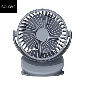 SOLOVE Clipping-on or Vertical Use Fan 360 Degree Wind Direction Type-C Charging 2000mAh Rechargeable Clip Fan 3-level