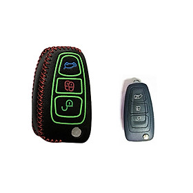 Bao da bọc chìa khóa da thật phản quang cao cấp Ford