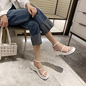 >> BÁO GIÁ GIÀY SANDAL ĐẾ XUỒNG PHONG CÁCH HÀN QUỐC | Shopee Lazada Sendo Tiki mới nhất 210 Giày sandal nữ xuồng quai ngang phối xỏ ngón đế nhẹ 7p phong cách Hàn Quốc siêu xinh