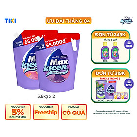 Combo Túi Nước Giặt Xả MaxKleen Hương Huyền Diệu Túi 3.8kg + Hương Hoa Nắng 3.8kg