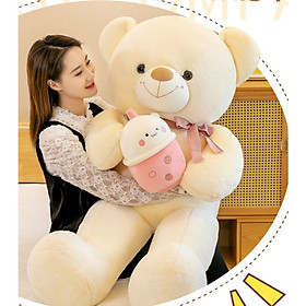 Thú nhồi bông Teddy ôm bình sữa đáng yêu - Size từ 60cm đến 1m2 - Quà tặng gấu bông Teddy lông mịn nhiêu màu khổng lồ