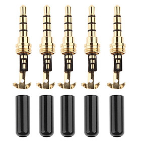 5 Pcs 1/8'' 3.5mm Plug Audio Jack Connector Gold-Plated Metal Earphone Adapter for DIY Stereo Headset Earphone Replacement for Repair Headphone