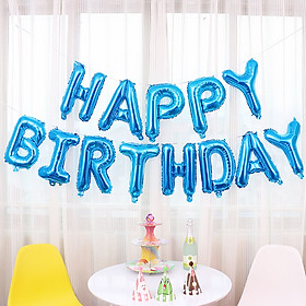 Bong bóng chữ Happy Birthday - Xanh dương
