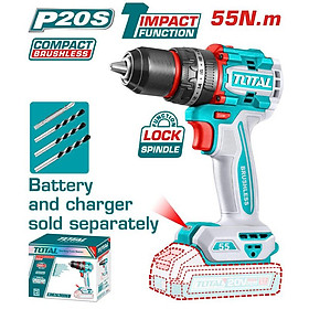 Mua MÁY KHOAN BÚA KHÔNG CHỔI THAN DÙNG PIN 20V (KHÔNG KÈM PIN & SẠC) 55NM TOTAL TIDLI205581 - HÀNG CHÍNH HÃNG