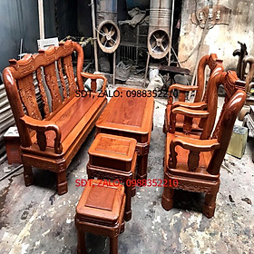 Bộ Bàn Ghế Minh Quốc Triện Gỗ Hương Đá