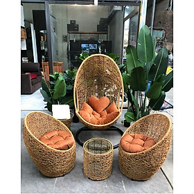 Mua Bộ ghế xích đu trứng Đan rối vàng Mây XĐ 184 chất liệu khung sắt mây nhựa cao cấp juno sofa