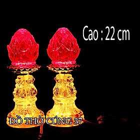 Mua ĐÈN THỜ LED TRÁI ĐÀO THỦY TINH CAO 22 CM