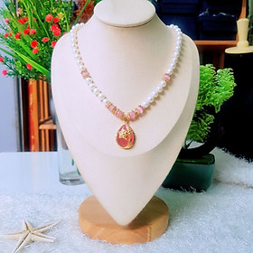 Vòng Cổ Ngọc Trai Nước Ngọt Thiên Nhiên Cao Cấp - Chuỗi Đơn Tròn Mix Đá Mã Não - Quà Tặng Bà Và Mẹ - Trang Sức Cô Tấm - NULLAN PEARL (8-9ly) - CTJ0101