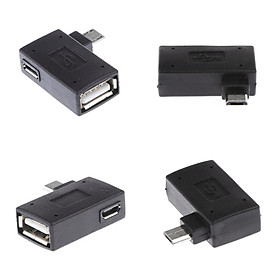 4Pcs 90 degree Angle Micro USB OTG Host Adapter with USB Power for Android