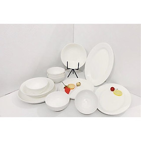 Mua Bộ bát đĩa trắng trơn 12 món