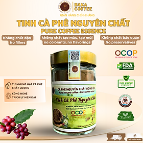 Baka Cà Phê Tinh Chất Nguyên Chất - Hũ Thủy Tinh - Đậm Vị, Caffein Cao, OCOP 5 Sao, ISO 22000, HACCP, FDA