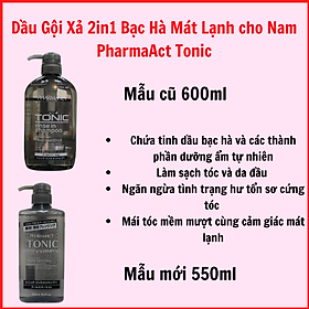 Dầu Gội Xả 2in1 Bạc Hà Mát Lạnh cho Nam PharmaAct Tonic Rinse In Shampoo (600ml)