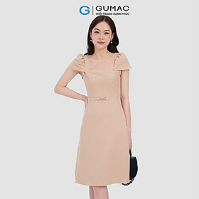 Đầm form A GUMAC DC10053 tay nhún phối dây eo thời thượng