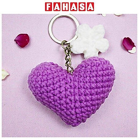 Móc Khoá Len Hình Trái Tim - Màu Tím