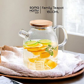 Mua Ấm trà thủy tinh chịu nhiệt có lọc trà tại vòi S091 BIG SUMO - 1600ml - Bình lọc trà hoa thủy tinh chịu nóng lạnh dung tích lớn Nata Samahome