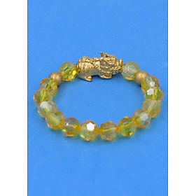 Vòng tay Pha Lê Vàng cắt giác 10 ly Charm Tỳ Hưu inox 2 Bi VFLGVTHEHB10 - Vòng tay tỳ hưu phong thủy