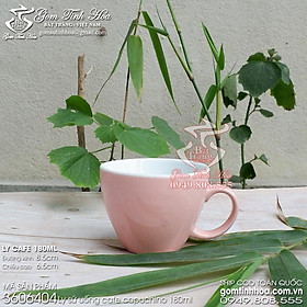 Ly tách uống cafe capuchino dung tích 180ml gốm sứ Bát Tràng cao cấp men màu hồng