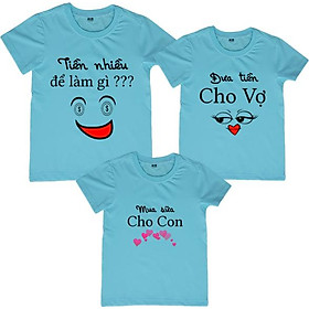 Áo Thun Gia Đình Họa Tiết Tiền Nhiều Để Làm Gì Màu Xanh Thiên Thanh