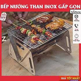 Mua Bếp Nướng Than Hoa Inox Gấp Gọn Bếp Nướng BBQ Dã Ngoại Mini Inox 304 Dành Cho 2-3 Người