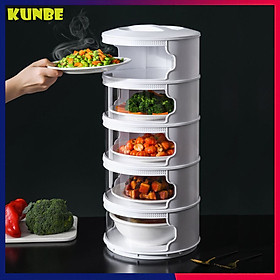 Lồng Bàn Đa Tầng, Khay Hộp Đậy Thức Ăn 5 Tầng KUNBE - Giữ Nhiệt, Chống Bụi Và Côn Trùng Tiện Dụng Mẫu Mới 2021 - Tặng Kèm Set 5 Kẹp Miệng Túi