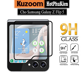 Miếng dán kính cường lực màn hình phụ cho Samsung Galaxy Z Flip 5 full 9D hiệu HOTCASE Kuzoom Protective Glass - mỏng 0.3mm, vát cạnh 2.5D, độ cứng 9H, viền cứng mỏng chống vỡ cạnh - Hàng nhập khẩu