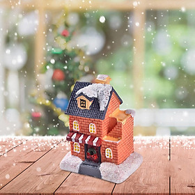 Christmas Snow Village House Scene Ornament Resin for Home Table Decoration