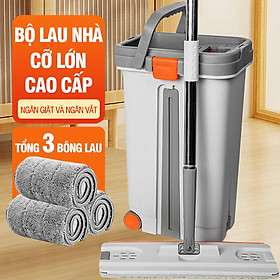 Mua Bộ cây lau nhà cỡ lớn Kitimop-ProMax có thùng lau nhà tự vắt thông minh kèm bánh xe  chổi lau nhà 360 độ  3 bông lau