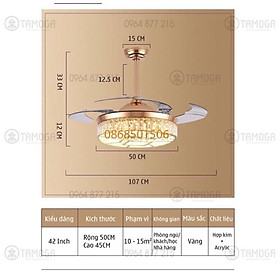 Mua Quạt trần đèn trang trí  quạt đèn dấu cánh G30  có 3 cách thức sáng có chỉ dẫn không chạm DQ 8043
