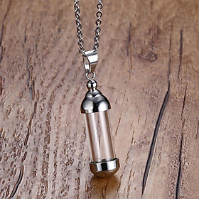 2Pcs Stainless Steel Glass Container Tube Urn Cremation Pendant Necklace