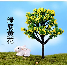Mô hình cây xanh hoa vàng trang trí nhà búp bê, tiểu cảnh