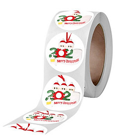 1 Roll /500pcs Christmas Stickers Self-adhesive Holiday Sticker for Christmas Home DIY Party Decoration