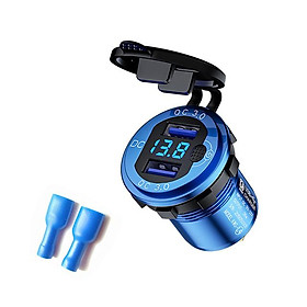 Quick Charge 3.0 36W Xe Dual USB Bộ sạc QC3.0 không thấm nước với công tắc vôn kế cho xe máy 12V/24V ATV Boat Marine RV