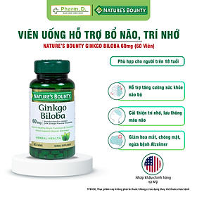 Hình ảnh Viên Uống Hỗ Trợ Bổ Não, Cải Thiện Trí Nhớ NATURE'S BOUNTY Ginkgo Biloba Supports Healthy Brain (60 Viên)