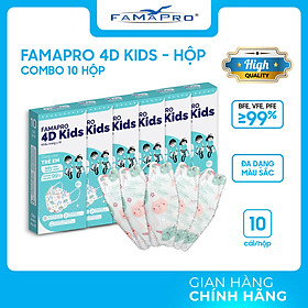 [HỘP - FAMAPRO 4D KIDS] - Khẩu trang trẻ em kháng khuẩn cao cấp Famapro 4D KIDS tiêu chuẩn KF94 (10 cái/ hộp)