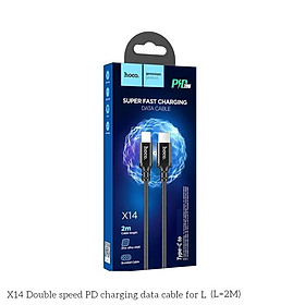 Dây Sạc nhanh cho Iphone PD 20W Type C to IP Hoco X14 dây dù chống đứt chống rối siêu bền, truyền dữ liệu dài 1M/2M/3M - Hàng Chính Hãng - 2m