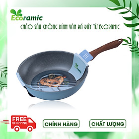 Chảo Chống Dính Ecoramic Vân Đá Đáy Từ Chính Hãng Cao Cấp, Chảo Sâu Siêu Bền, Dùng cho mọi loại bếp, Bảo hành chính hãng 2 tháng