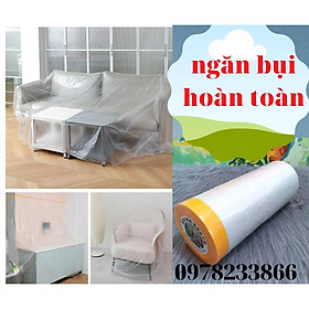 Hình ảnh Review Màng bọc nilon che bụi đa năng, che phủ, ngăn bụi, chống ẩm mốc, giữ mới, bảo vệ nội thất,che chắn sơn, sơn nội thất, nilon bọc hàng, chắn sơn oto, có 1 đầu dán