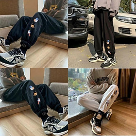 Quần Nỉ Jogger Ống Suông Hoạ Tiết Hoạt Hình Ulzzang Nam Nữ Unisex - thoitrangteenthienha