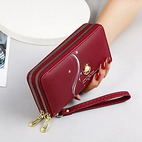 Ví nữ dài cầm tay NEW-0027 kiểu dáng 2 khóa kéo tiện dụng chất liệu da cao cấp bền đẹp