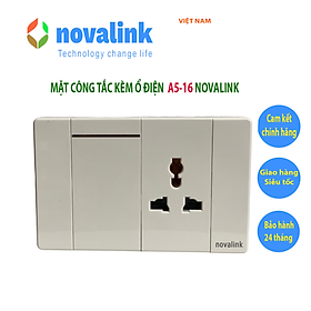 Bộ mặt công tắc đèn kèm ổ điện đa năng âm tường A5-16 Novalink chính hãng, có xuất hóa đơn VAT