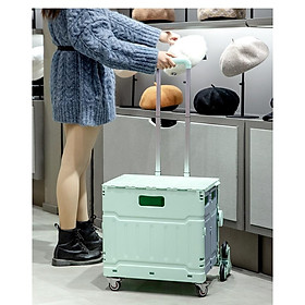 Xe đẩy hàng hóa xếp gọn, leo cầu thang 50L Portable Grocery Box Cart Lightweight Shopping Trolley