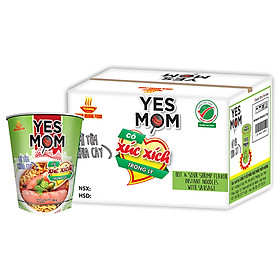 Thùng 24 Ly Mì Tôm Chua Cay Xúc Xích Yes Mom (76G x 24 Ly)