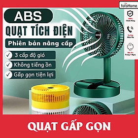 Quạt Tích Điện Gấp Gọn Super 3 Tốc Độ Gió, Quạt Mini Để Bàn Xoay 180 Độ, Có Thể Kéo Dài ,Cổng Sạc USB Tiện Dụng Giao Màu Ngẫu Nhiên - Hàng Nhập Khẩu