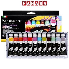 Hộp 12 Tuýp Màu Vẽ Acrylic Màu Pastel 12 ml - Renaissance
