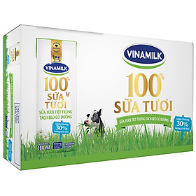 Thùng 48 Hộp Sữa Tươi Tiệt Trùng Vinamilk 100% Tách Béo Có Đường (180ml / Hộp)